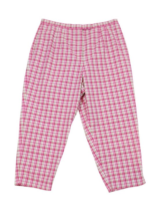 Talbots Pants - Vintage TALBOTS Plaid Cropped Cotton Blend Tapered Leg Pants 16p Pink Tan Preppy